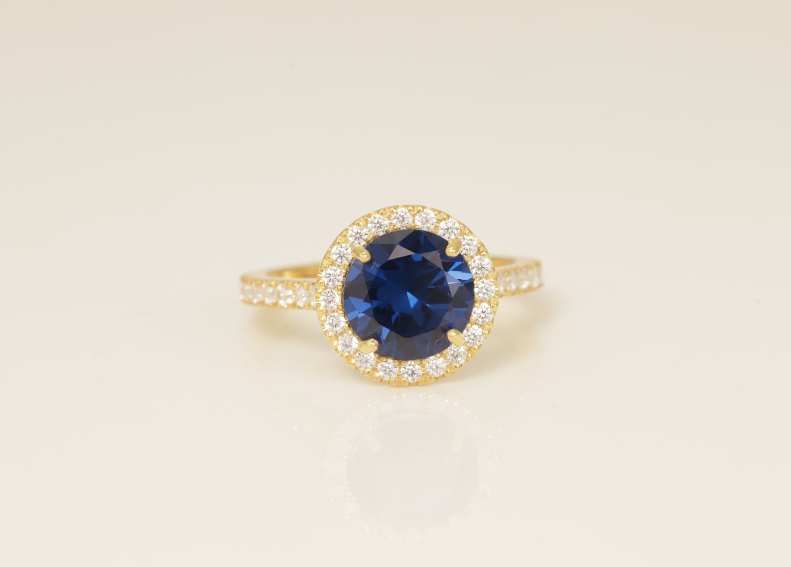 Diamond Halo Blue Sapphire Engagement Ring, September Birthstone Ring, Bridal Promise Ring Gift for Her, Anniversary Ring